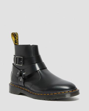 Black Men's Dr Martens Jaimes Leather Harness Ankle Boots | CA 444AHK